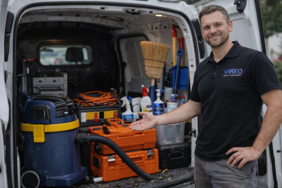 Professionelle Reinigungsgeräte im Einsatz